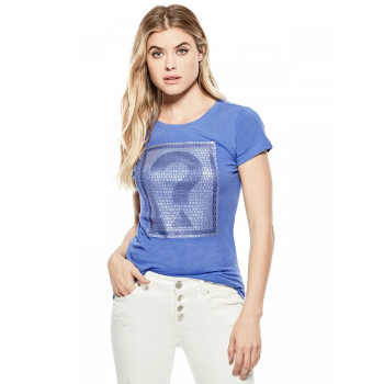 Guess dámské tričko Leena Foil modré