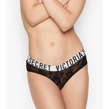 Victoria's secret kalhotky krajkové Hiphugger Hipster logo černé