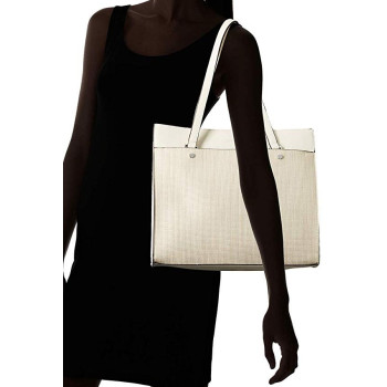 Calvin Klein velká kožená dámská kabelka LEO SMOOTH TOTE BAG off white