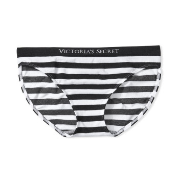 Victorias secret klasické kalhotky bikini pruh černé 4077-Q