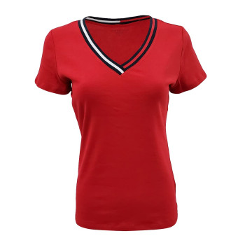 Tommy Hilfiger dámské tričko V-neck červené 959-613