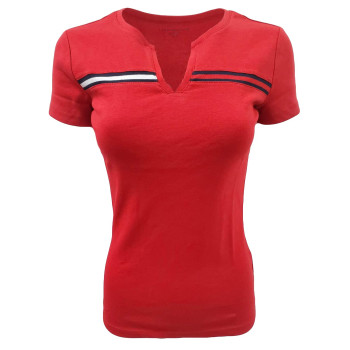 Tommy Hilfiger dámské tričko Iconic stripe červené split 179-611
