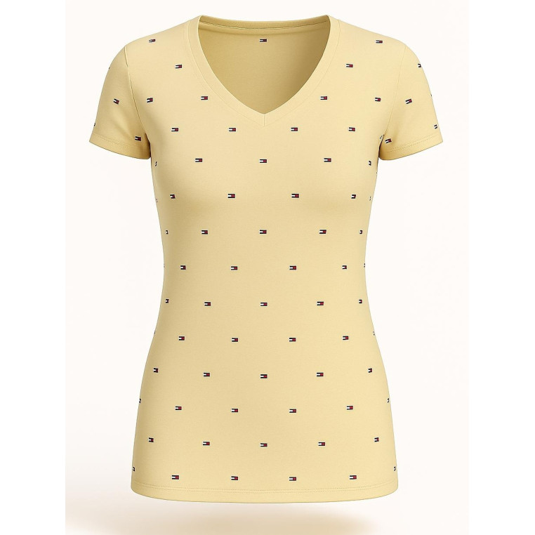 Tommy Hilfiger dámské tričko v-neck Tommy flag tmavě modré