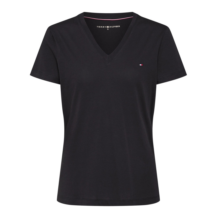 Tommy Hilfiger dámské tričko Solid v-neck blk