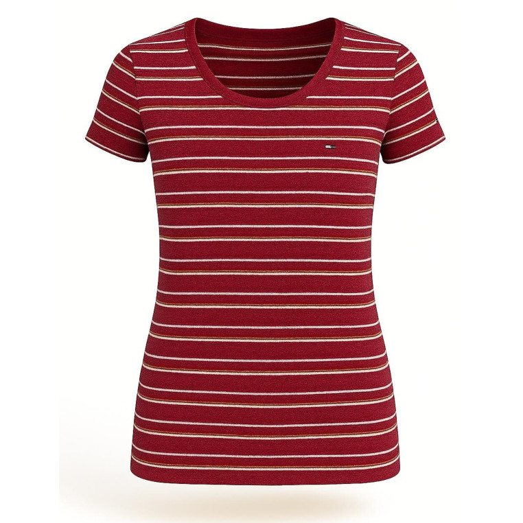 Tommy Hilfiger dámské tričko s krátkým rukávem pruhované gold lines