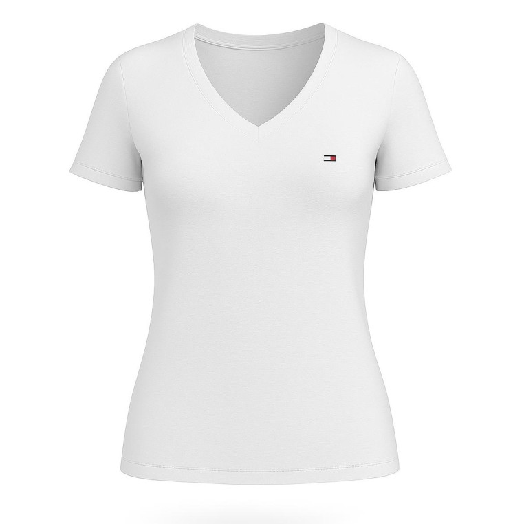 Tommy Hilfiger dámské tričko s krátkým rukávem Logo print bílé