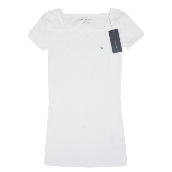 Tommy Hilfiger dámské tričko s krátkým rukávem s velkým výstřihem bílé