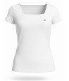 Tommy Hilfiger dámské tričko s krátkým rukávem s velkým výstřihem bílé