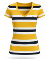 Tommy Hilfiger dámské tričko s krátkým rukávem pruhované tricolor