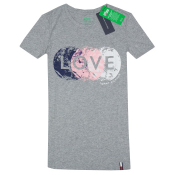 Tommy Hilfiger dámské tričko s krátkým rukávem LOVE graphics šedé