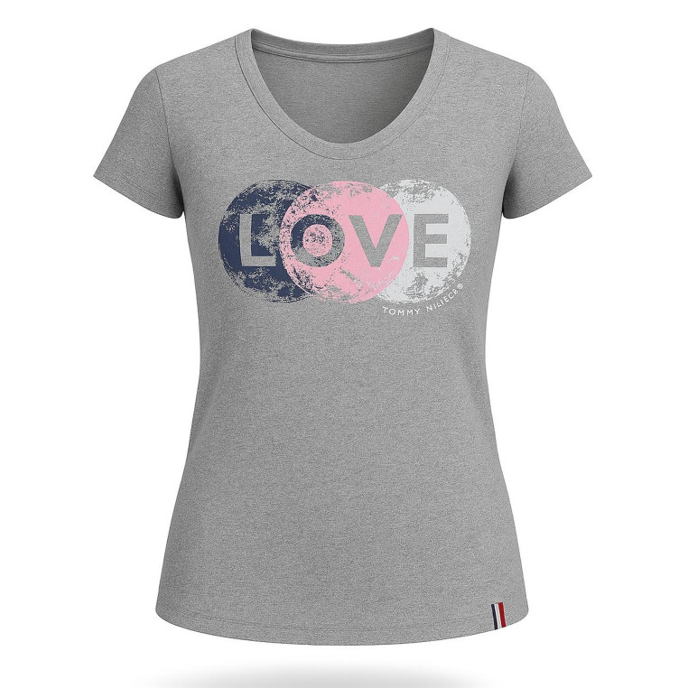 Tommy Hilfiger dámské tričko LOVE graphics šedé