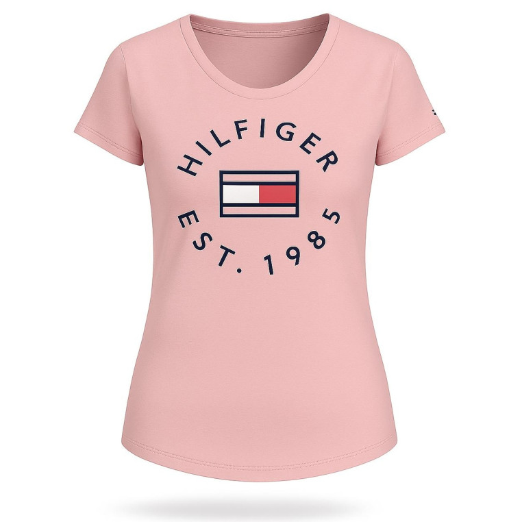 Tommy Hilfiger dámské tričko Logo print růžové