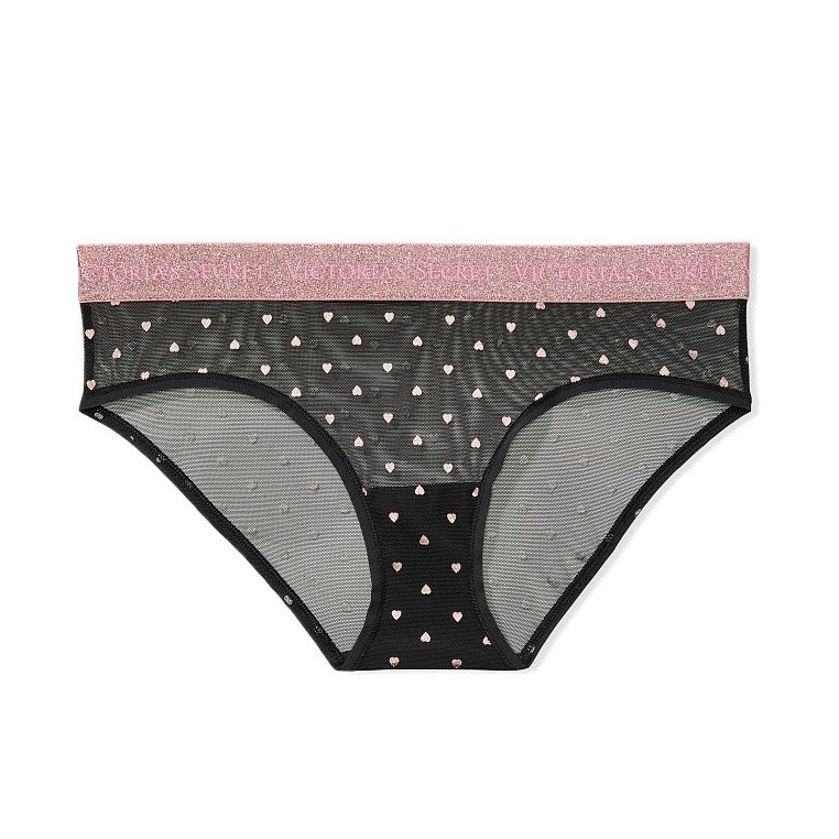 Victorias Secret klasické bavlněné kalhotky Cotton Heartbreaker Hiphugger Panty černé