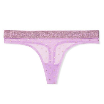 Victorias Secret tanga bavlněné kalhotky Cotton Heartbreaker Orchid Pink