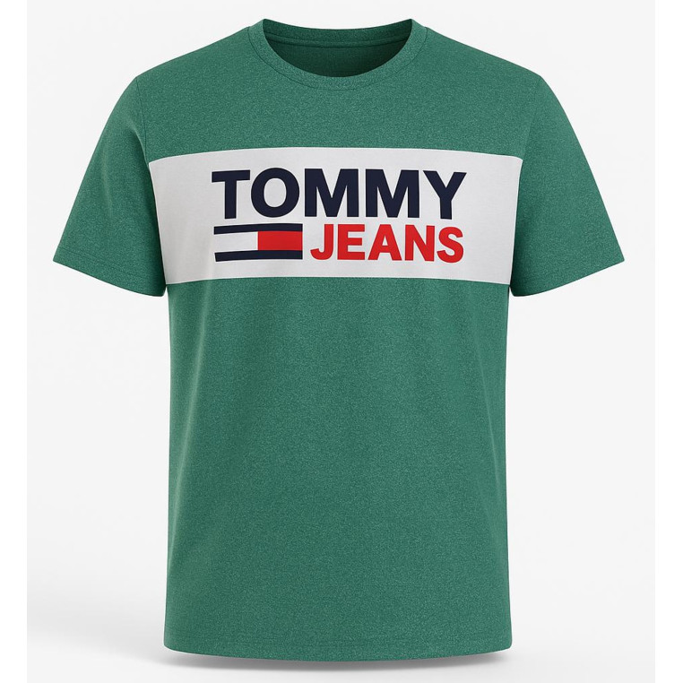 Tommy Hilfiger pánské tričko s krátkým rukávem Essentia Wide Logo grn