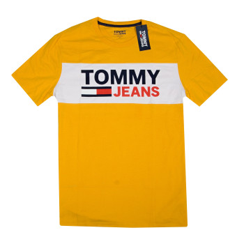 Tommy Hilfiger pánské tričko s krátkým rukávem Essential Wide Logo yellow