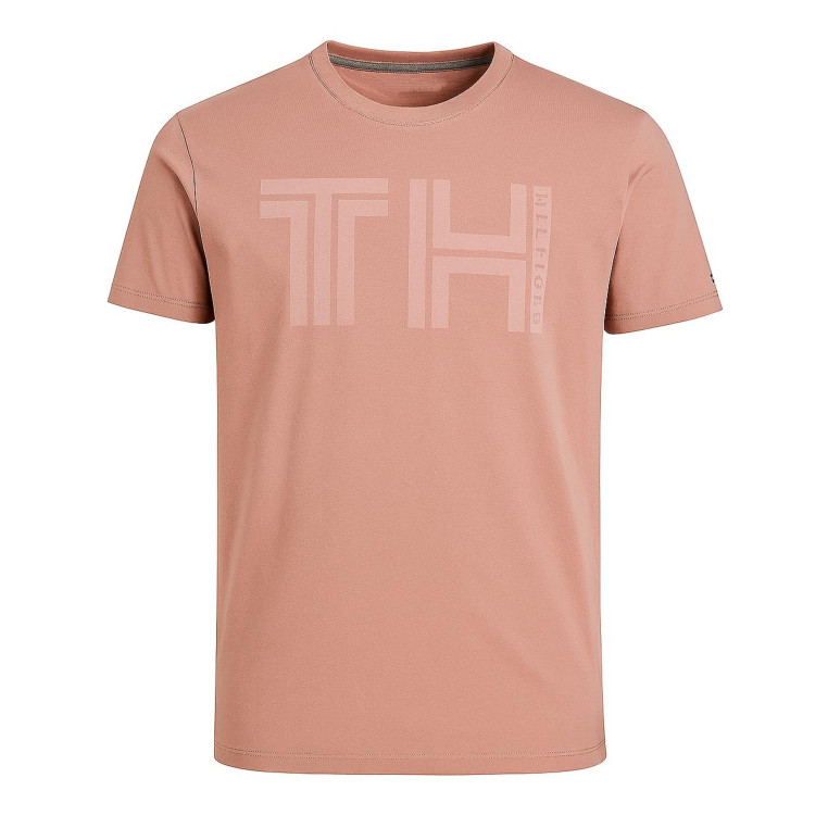Tommy Hilfiger pánské tričko s krátkým rukávem Essential TH Logo dark pink