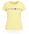 Tommy Hilfiger dámské tričko s krátkým rukávem kratší široké Logo yellow