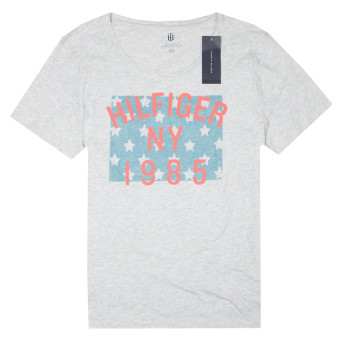 Tommy Hilfiger pánské tričko s krátkým rukávem Relaxed Fit TH NY šedé