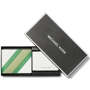 Michael Kors dárkový set 2x peněženka Faux Leather Stripe wht/grn