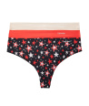 3PACK Calvin Klein tanga dámský set 3 kusů bavlněných kalhotek Thongs Signature Stretch star
