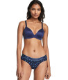 Victoria Secret Klasické Bavlněné Kalhotky Bikini tmavě modré květinky