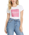 Guess dámské tričko Steel Sequuin Foil Tee pink
