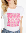 Guess dámské tričko Steel Sequuin Foil Tee pink