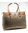Tommy Hilfiger Větší kabelka Signature TH Logo Large Tote Shoulder Bag Jacquard béžová