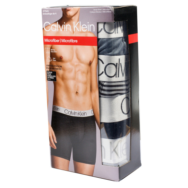 4PACK Calvin Klein PRO FITset v Krabičce Pánské Boxerky Low Rise Microfiber Trenýrky bílé