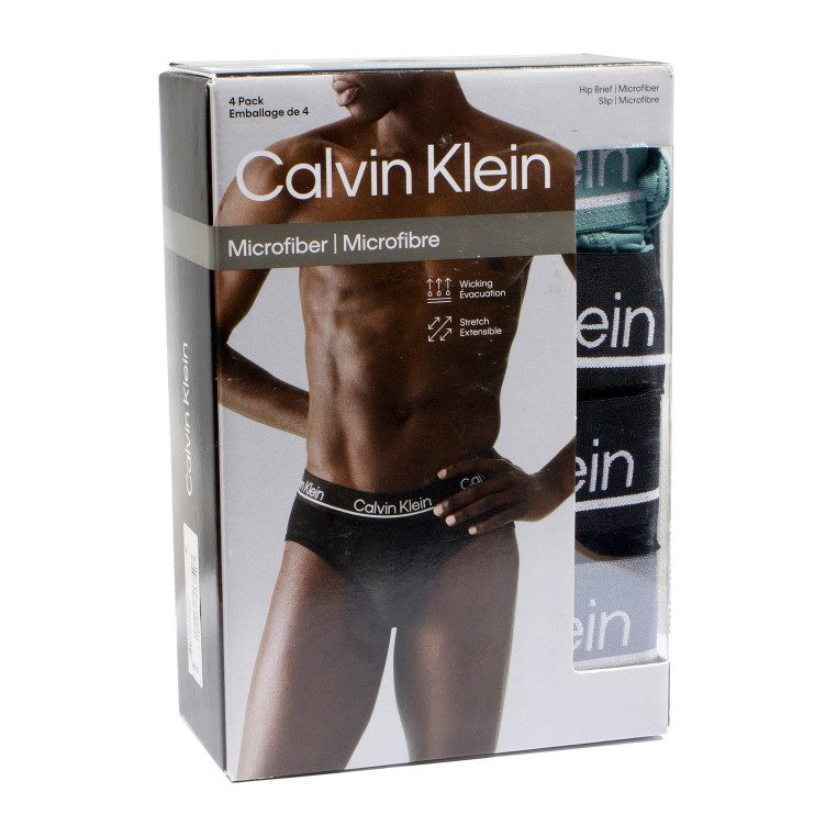 4PACK Calvin Klein Hip Brief Slipy set v Krabičce Pánské Microfiber Trenýrky mix barev