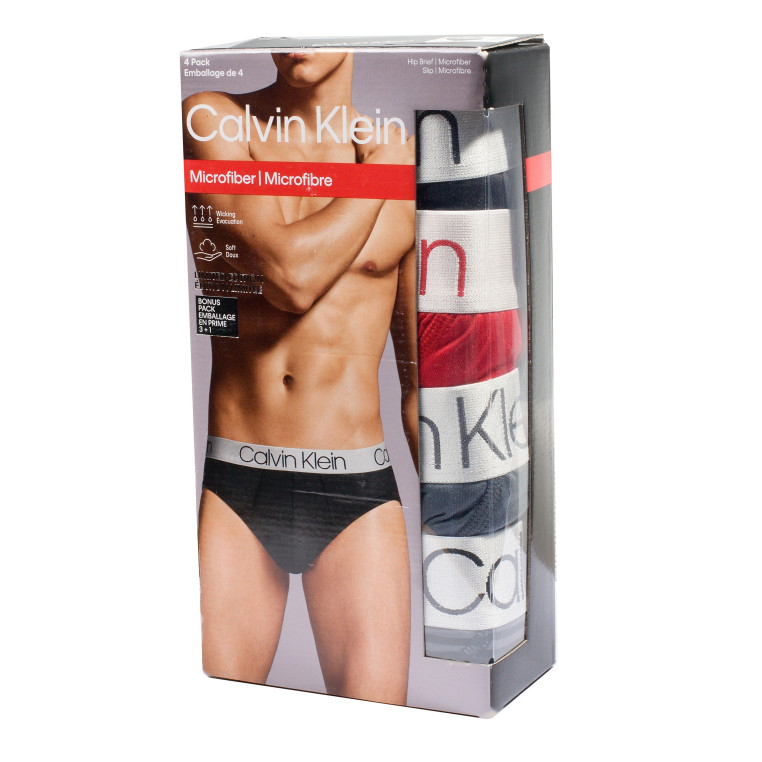 4PACK Calvin Klein Hip Brief Slipy set v Krabičce Pánské Microfiber Trenýrky mix barev