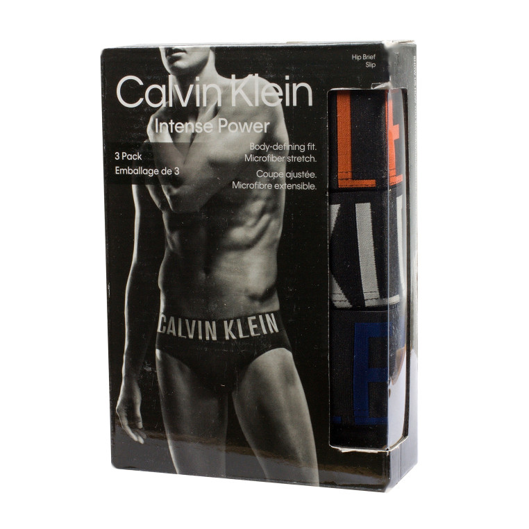 3PACK Calvin Klein Hip Brief Slipy set v Krabičce Pánské Microfiber Stretch Trenýrky Intense Power