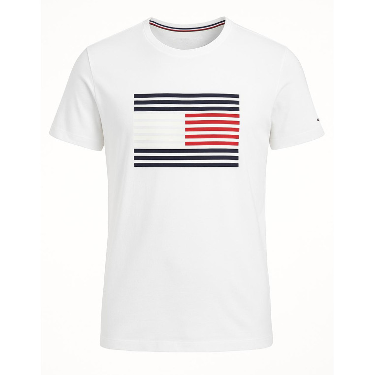 Tommy Hilfiger Pánské Tričko krátký rukáv Iconic Stripe wht
