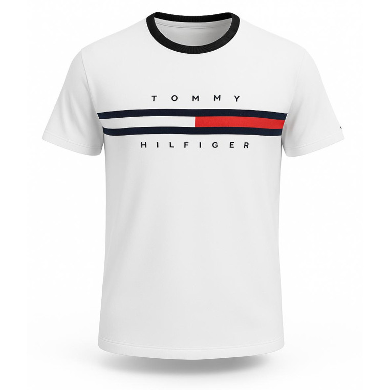 Tommy Hilfiger Pánské Tričko krátký rukáv Iconic Stripe wht