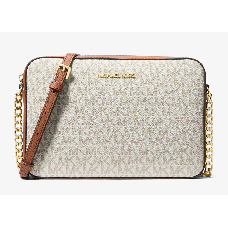 Michael Kors kabelka Crossbody JET SET Printed Logo béžová/bílá Vanilla