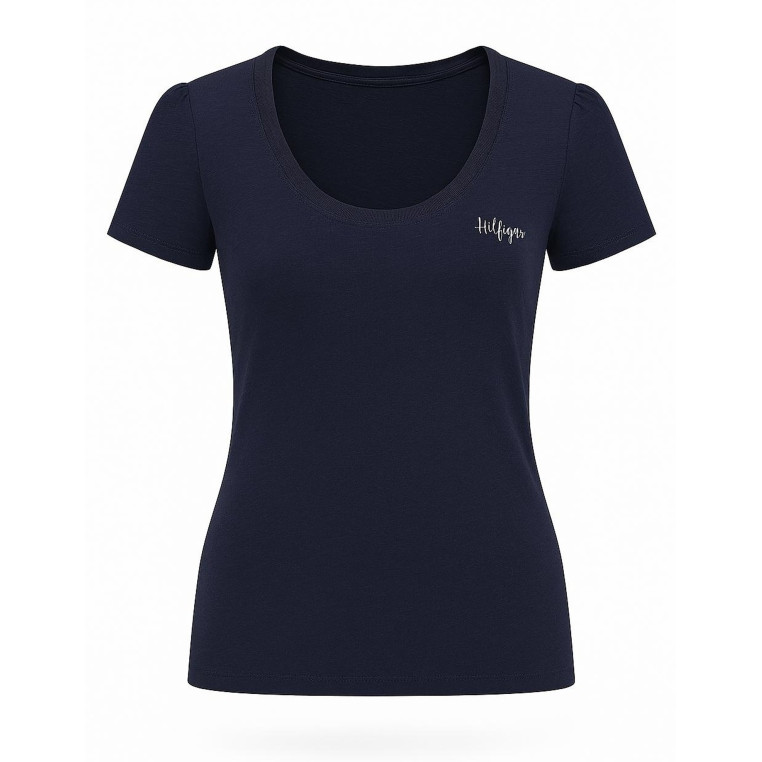 Tommy Hilfiger dámské tričko Solid crew TH Signature tmavě modré