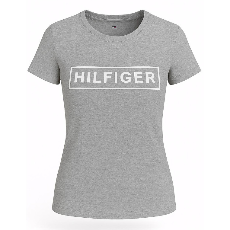 Tommy Hilfiger dámské tričko s krátkým rukávem Iconic Logo šedé