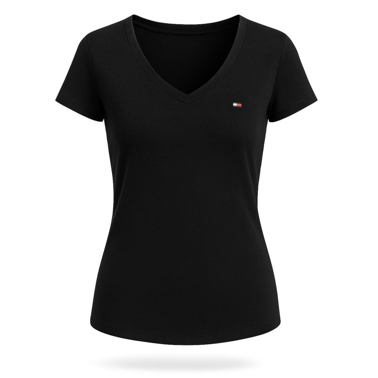 Tommy Hilfiger dámské tričko s krátkým rukávem Logo print černé