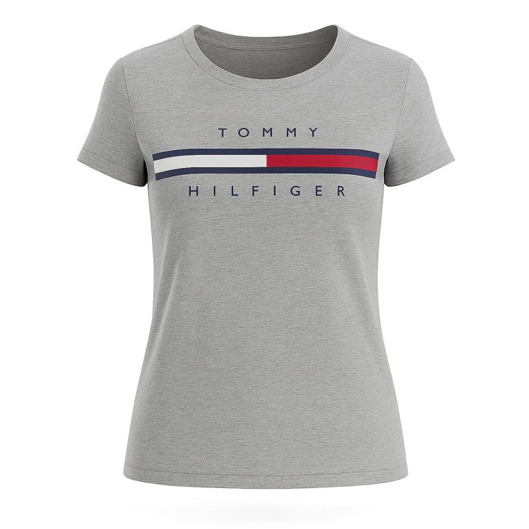 Tommy Hilfiger dámské tričko šedé Iconic Logo