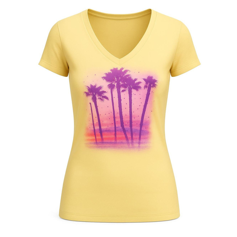 Guess USA dámské tričko Harpa Tropical žluté