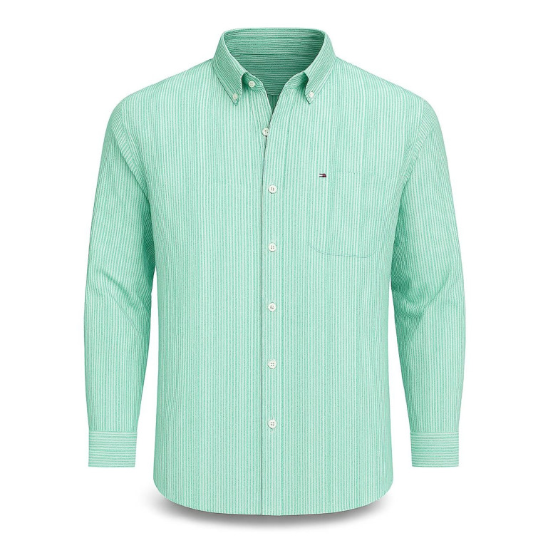 Tommy Hilfiger original pánská košile Custom Fit stripe zelená multi