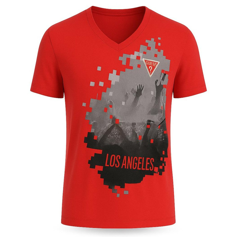 Guess pánské tričko s krátkým rukávem Benci červené