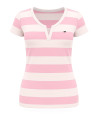 Tommy Hilfiger dámské tričko s krátkým rukávem s výstřihem wht/pink