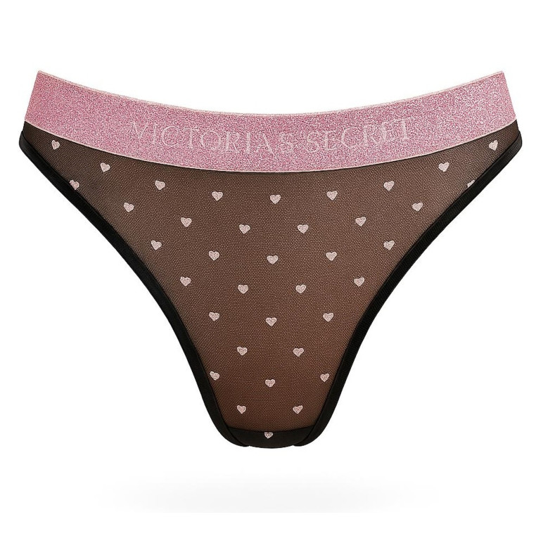 Victorias Secret tanga bavlněné Cotton Old School Love Again černé