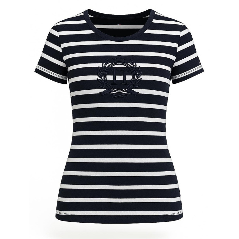 Tommy Hilfiger dámské tričko s krátkým rukávem Crew neck s pruhy