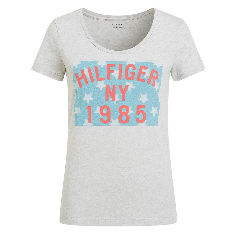 Tommy Hilfiger pánské tričko s krátkým rukávem Relaxed Fit TH NY šedé