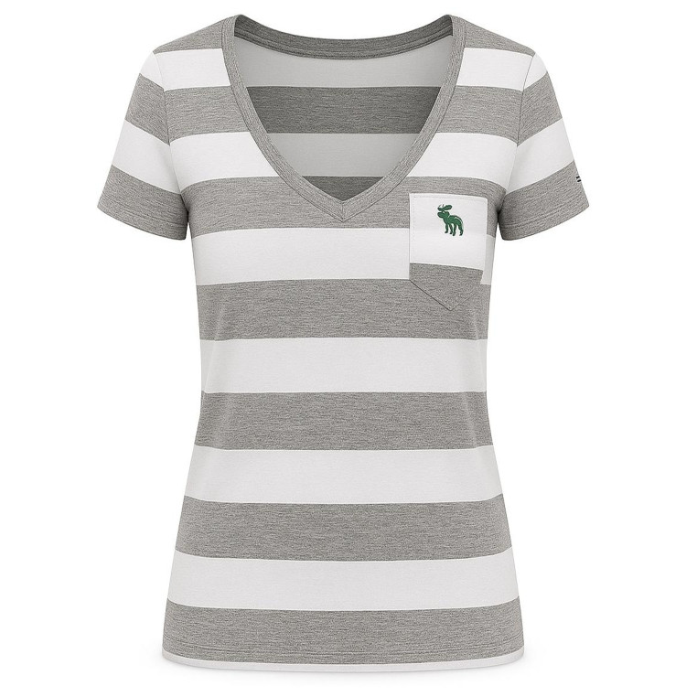 Abercrombie & Fitch dámské tričko pruhované grey/white