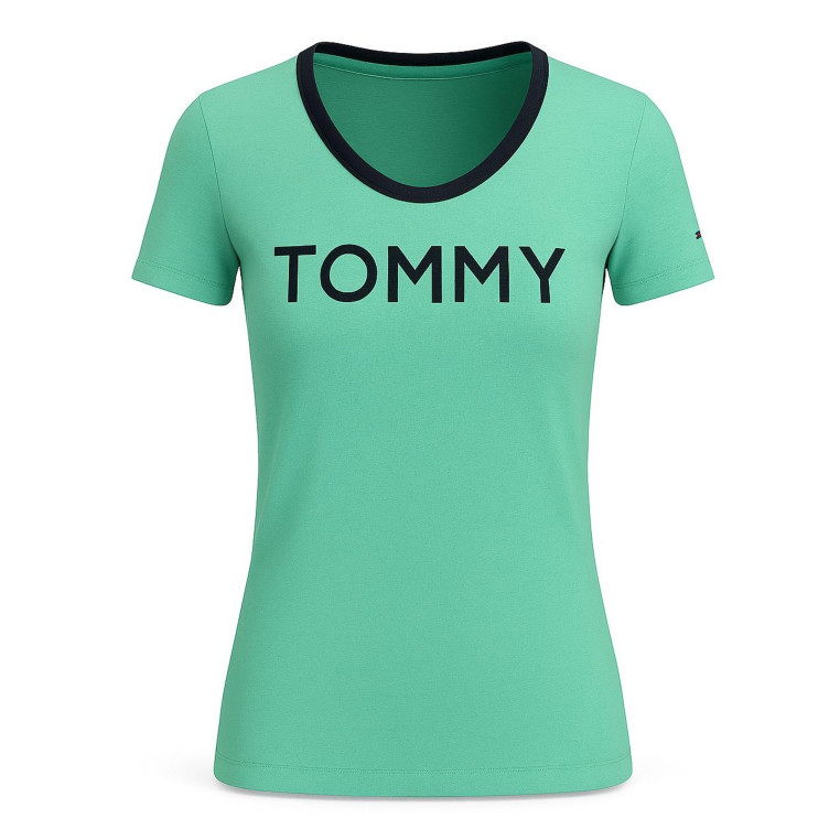 Tommy Hilfiger Dámské Tričko s krátkým rukávem zelené Iconic