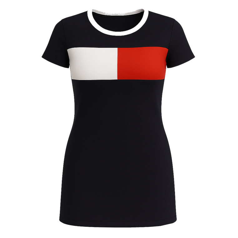 Tommy Hilfiger Dámské Tričkové Šaty s Ikonickým TH Logem tmavé